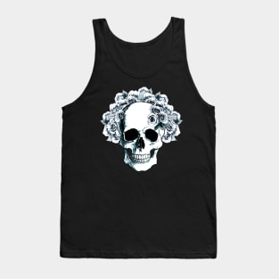 Sage Tribe floral Skull With blue roses Tank Top